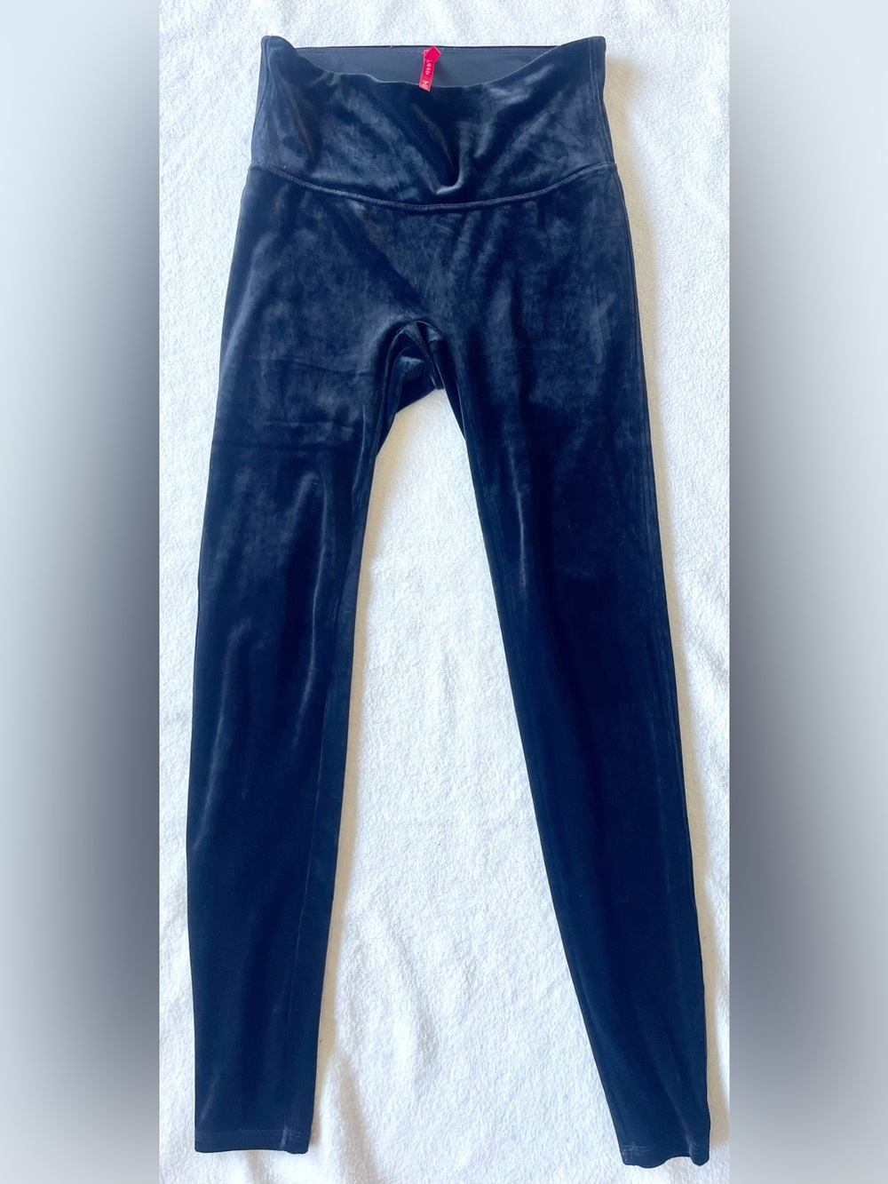 SPANX Black Velvet Leggings High Waisted Shaping Velour Holiday